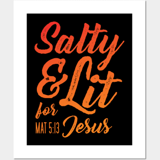 Salty and Lit for Jesus - Orange Gradient Distress Posters and Art